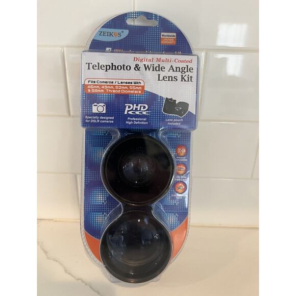 NEW 2.5x Telephoto and Wide Angle Lens Kit Infrared Compat. 46mm 49mm 52mm 55mm